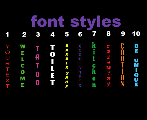 Personalised Name Vinyl Sticker Vertical Text Cut Fancy Sticker vertically