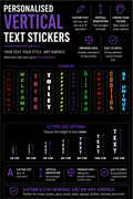 Personalised Name Vinyl Sticker Vertical Text Cut Fancy Sticker vertically